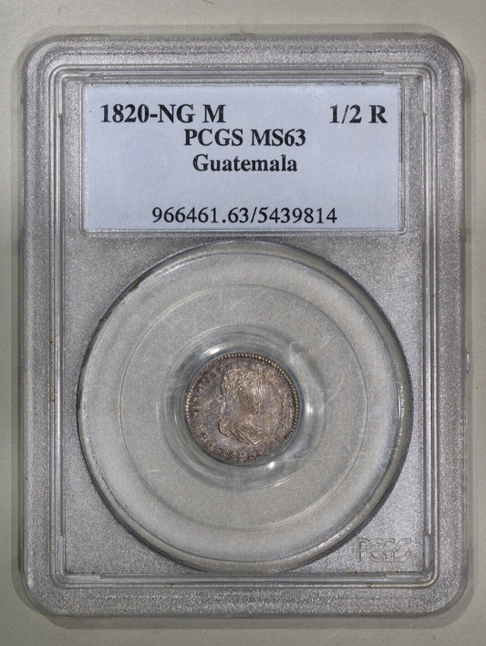1820-NG M Guatemala Half 1/2 Reale PCGS MS63