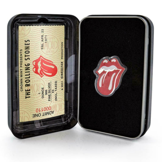 1 OZ Silver ROLLING STONES Tongue & Lips w/ COA  - Gibraltar 5 Pounds BRAND NEW