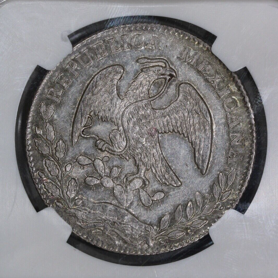 1857-Mo Mexico City Cap & Rays 8 Reales NGC MS62 Toned Silver Coin