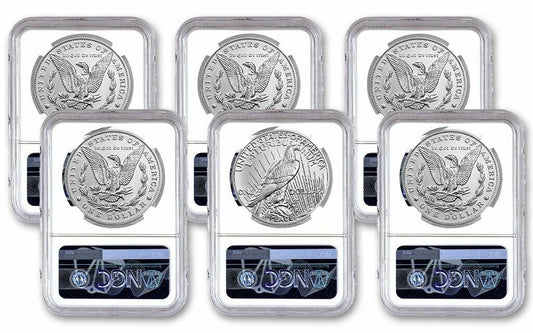 6 Coin Set (MS70) - 2021 Morgan & Peace Silver Dollars $1 NGC (P D S O CC Peace)