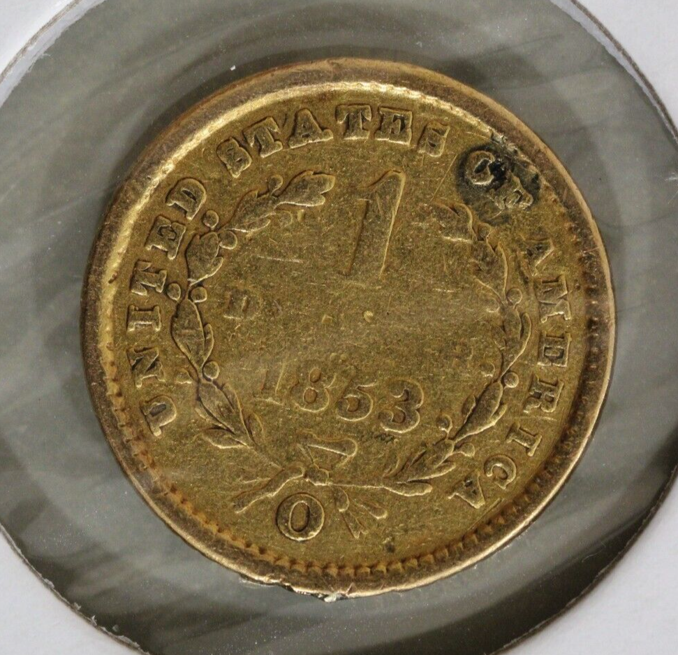 1853-O Gold Dollar Coin - $1 Liberty - Type 1 New Orleans