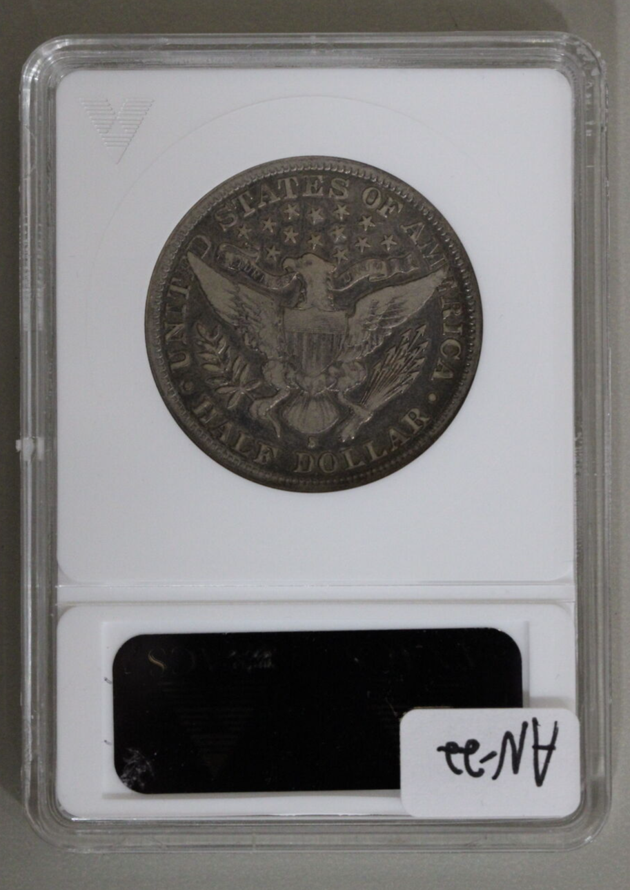 1893-S (F15) Barber Half Dollar 50c ANACS Soapbox Graded Coin