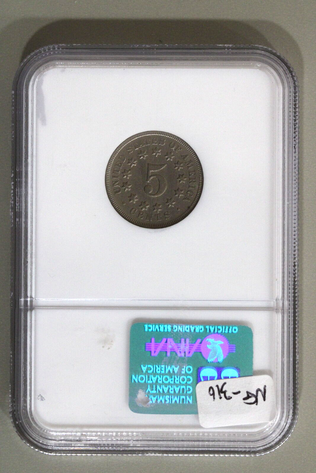 1868 (AU58) Shield Nickel 5c NGC Graded Coin