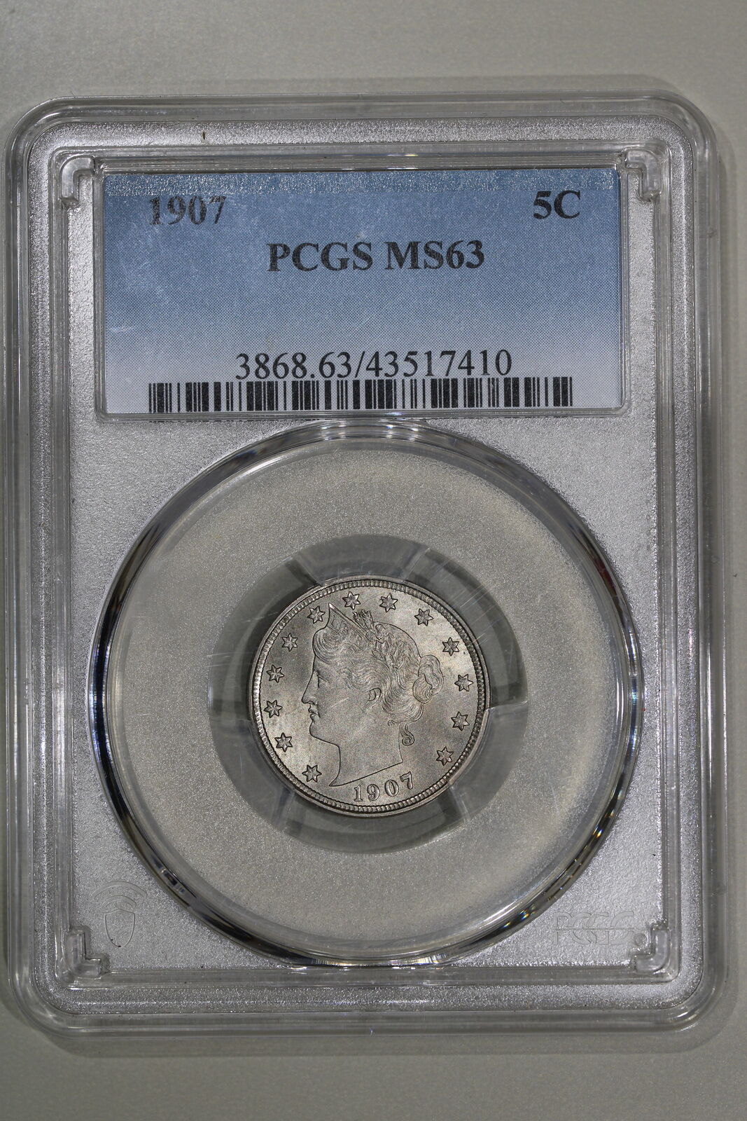 1907 (MS63) Liberty V Nickel 5c PCGS Graded Coin