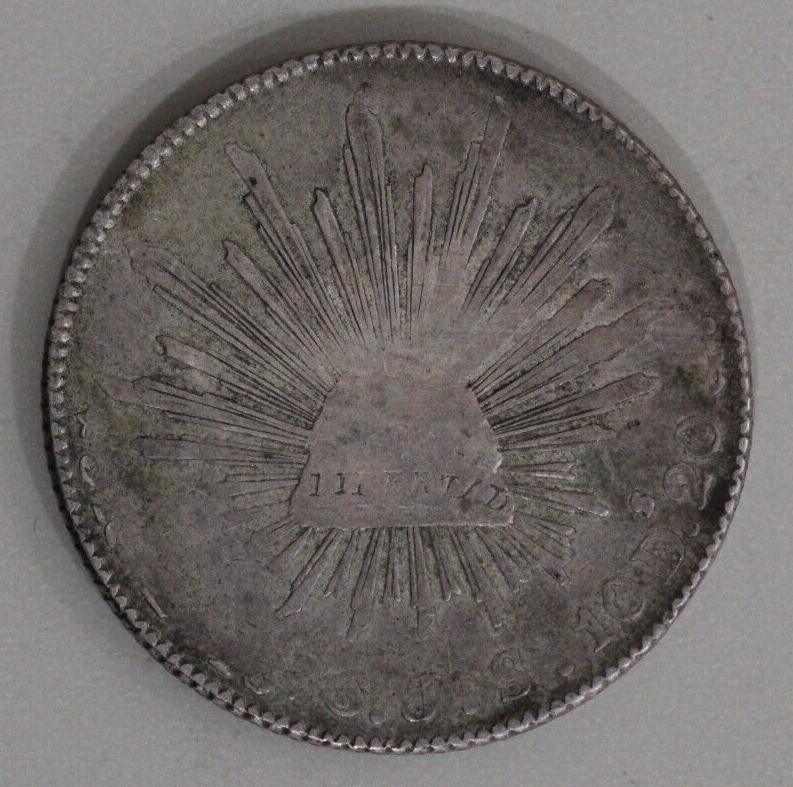 Mexico 1876-Zs Cap and Ray 8 Reales - Zacatecas Mint Silver Coin