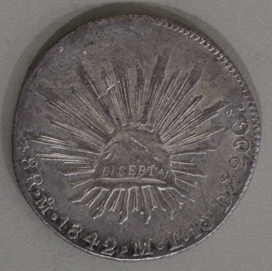 Mexico 1842-M Cap and Ray 8 Reales - Mexico Mint Silver Coin