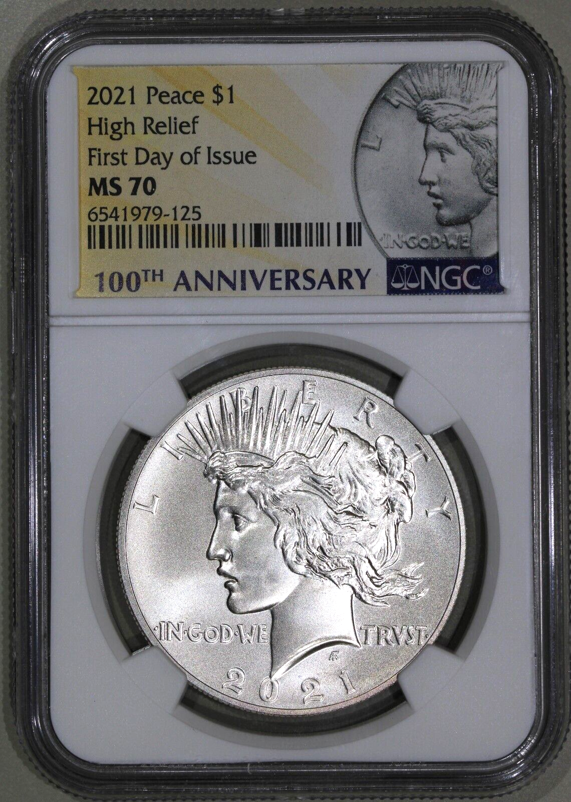 2021 (MS70) Peace Silver Dollar NGC - FDOI First Day of Issue FDI