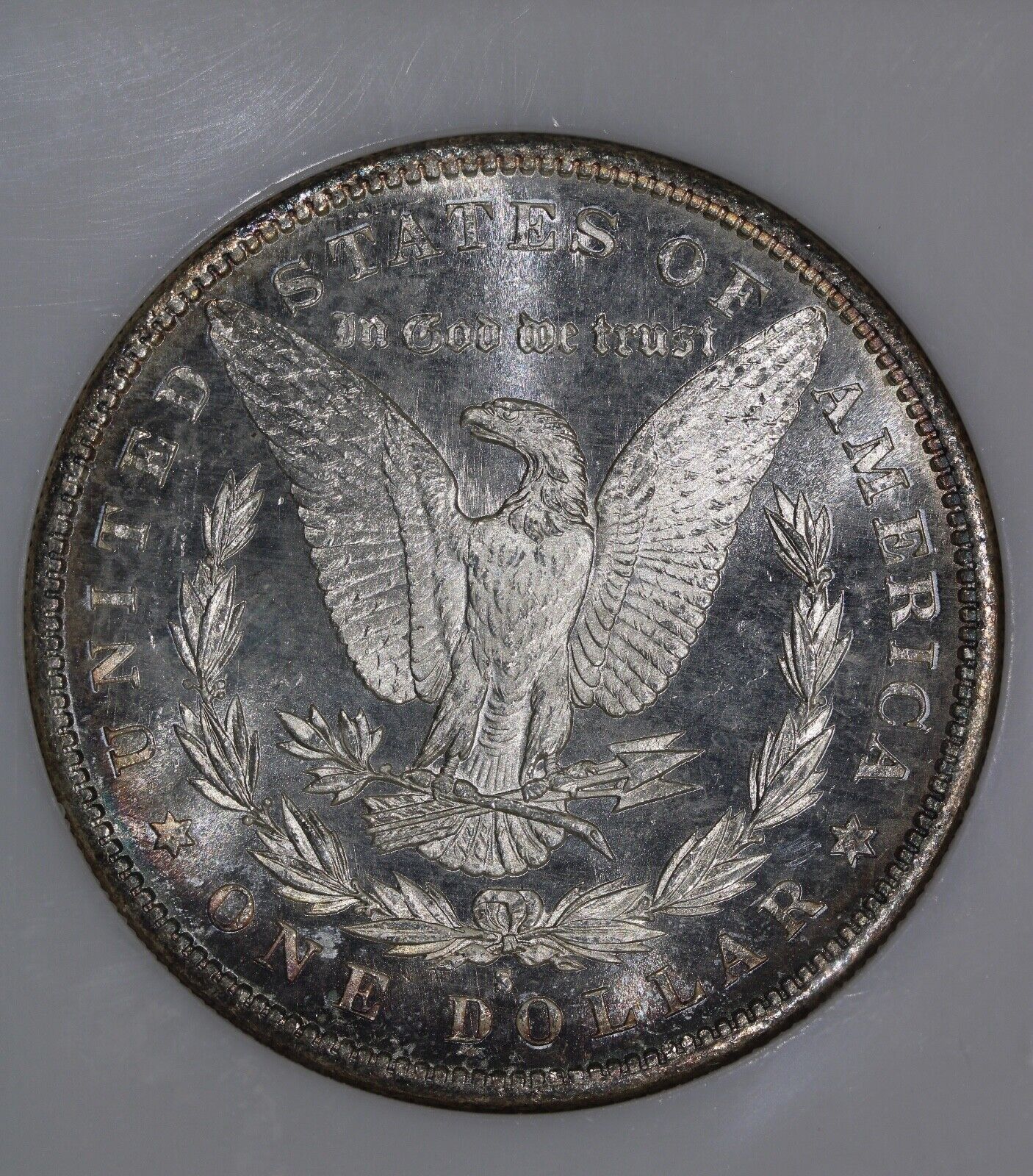 1881-S (MS64 PL) Morgan Silver Dollar NGC Old Fatty Holder - Toned $1 Prooflike