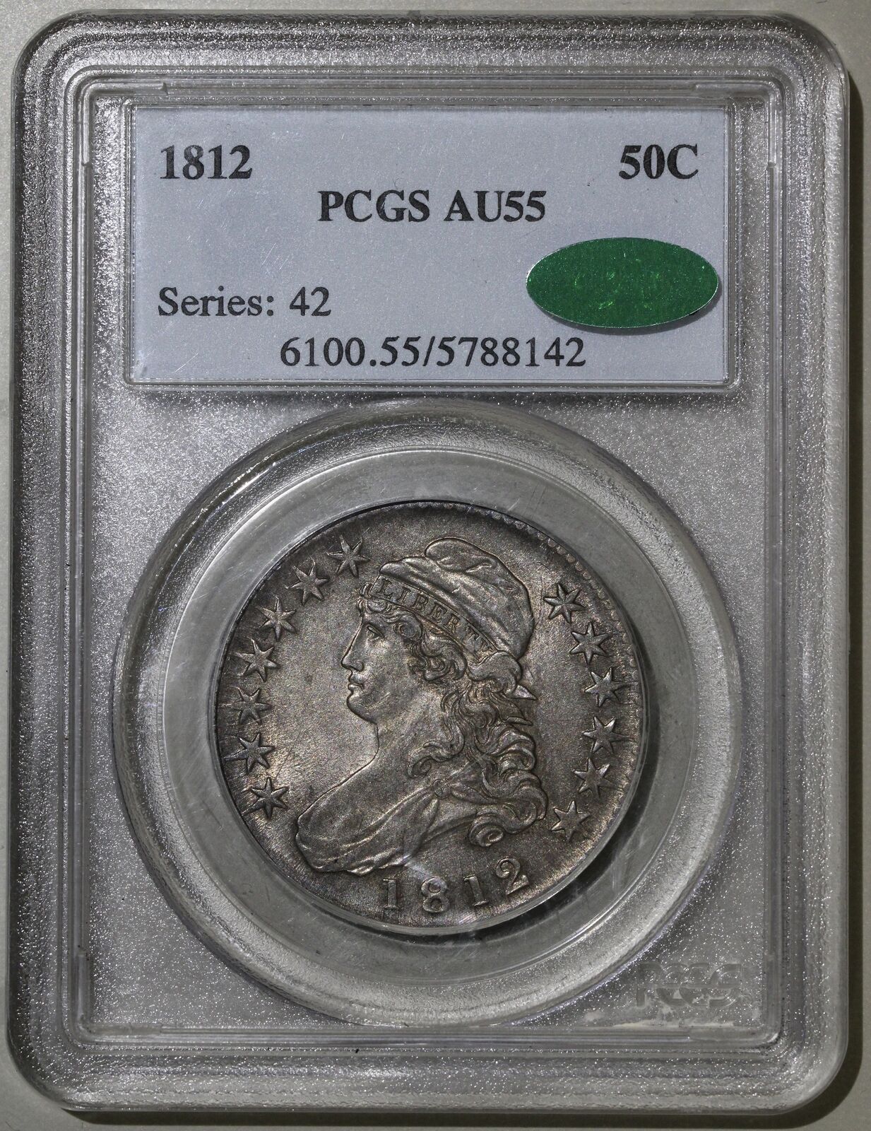 1812 (AU55 CAC) Capped Bust Half Dollar 50c PCGS Graded Coin