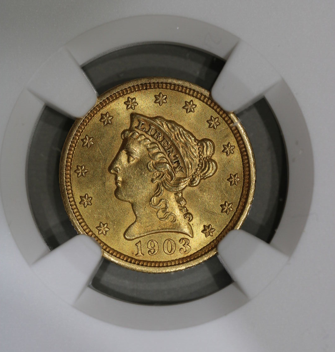 1903 (MS62) $2.50 Liberty Head Gold Quarter Eagle NGC Graded $2.5